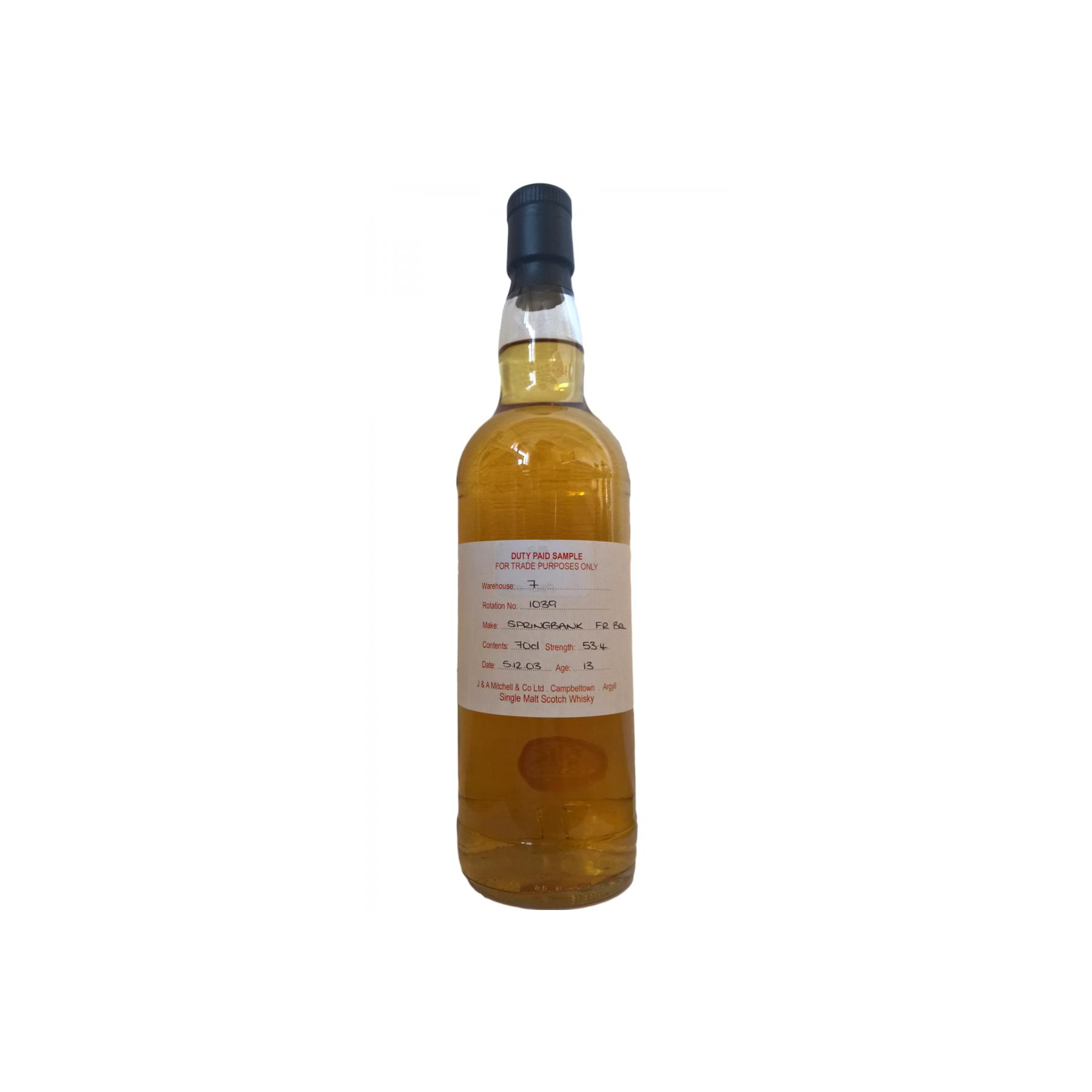 Springbank Duty Paid Sample - For Trade Purposes Only 2003 13 Years Single Malt Whisky
