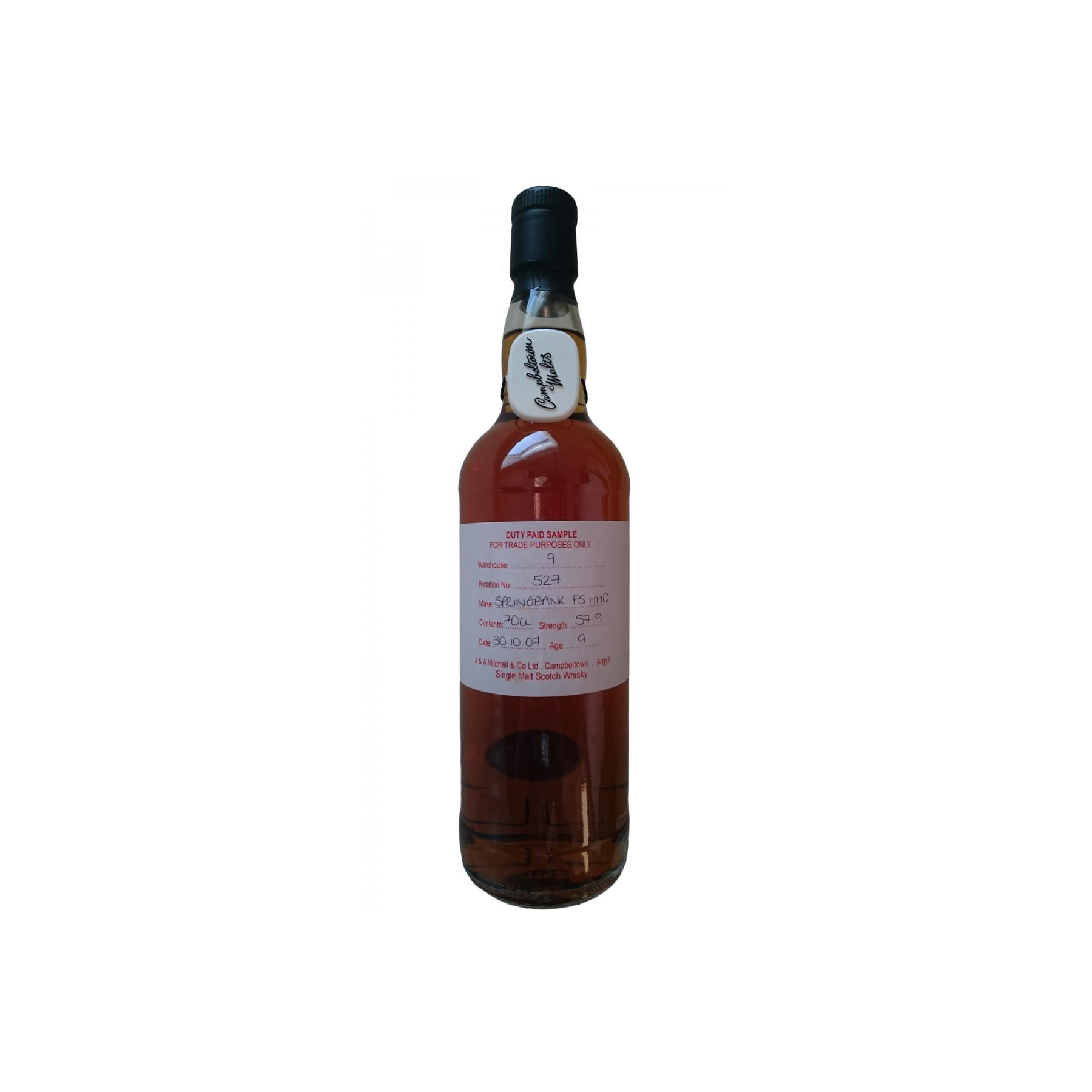 Springbank Duty Paid Sample - For Trade Purposes Only 2007 9 Years Single Malt Whisky