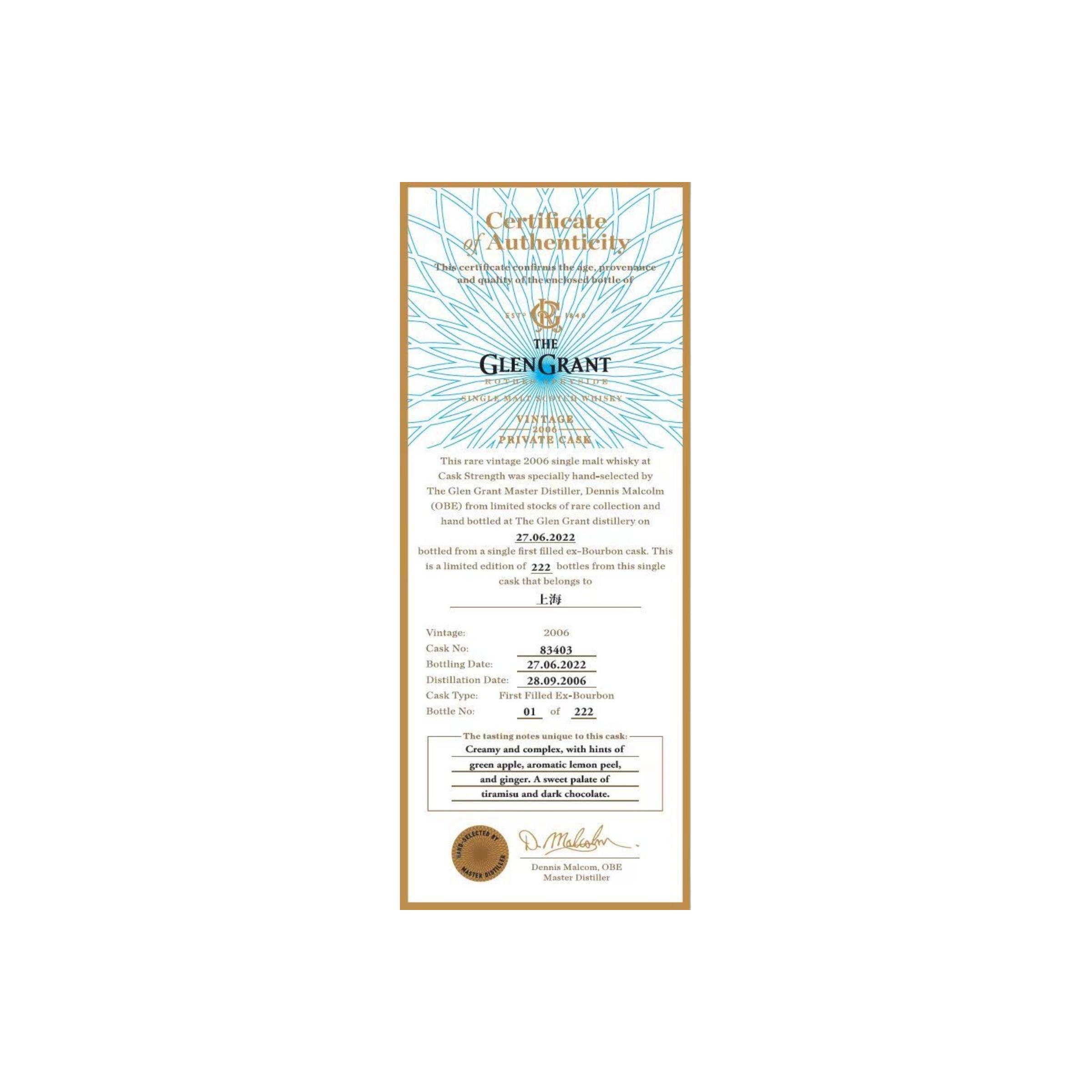 Glen Grant Private Cask 2006 15 Years Single Malt Whisky 2