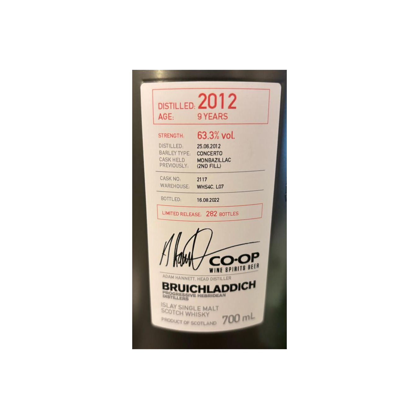 Bruichladdich 2012 9 Years Single Malt Whisky