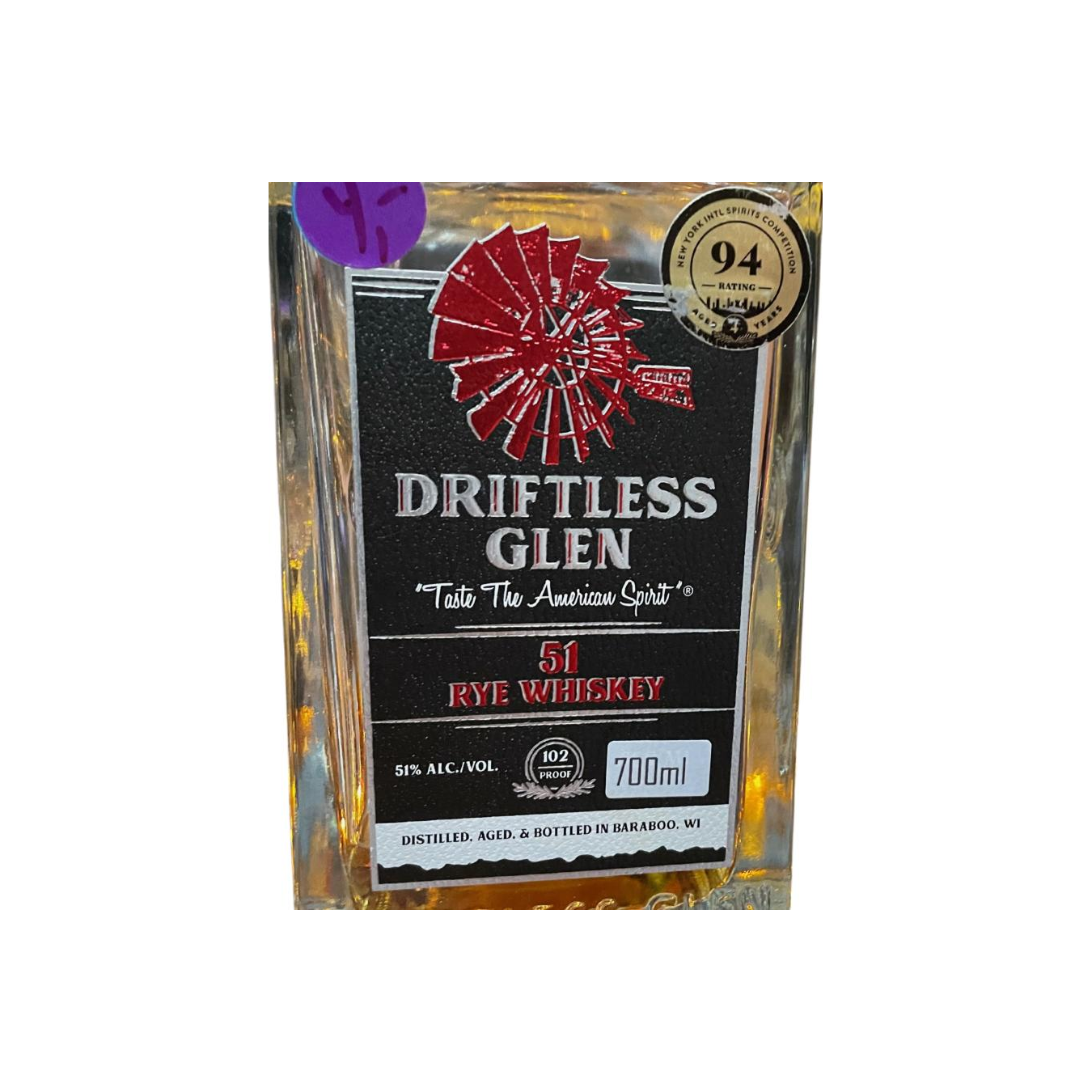Driftless Glen 51 Rye Whisky