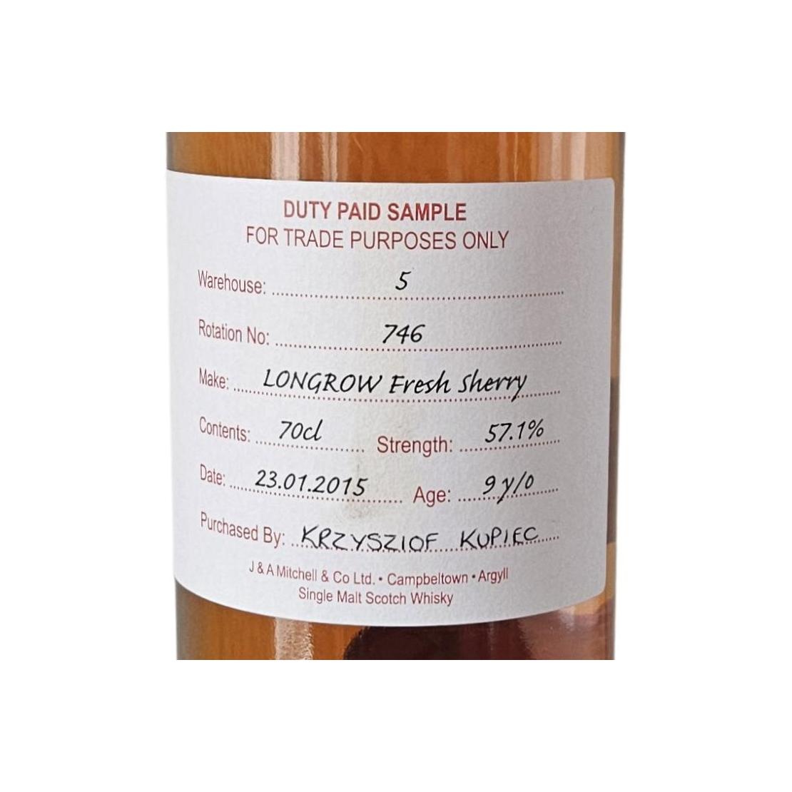 Longrow Duty Paid Sample - For Trade Purposes Only 2015 9 Years Single Malt Whisky
