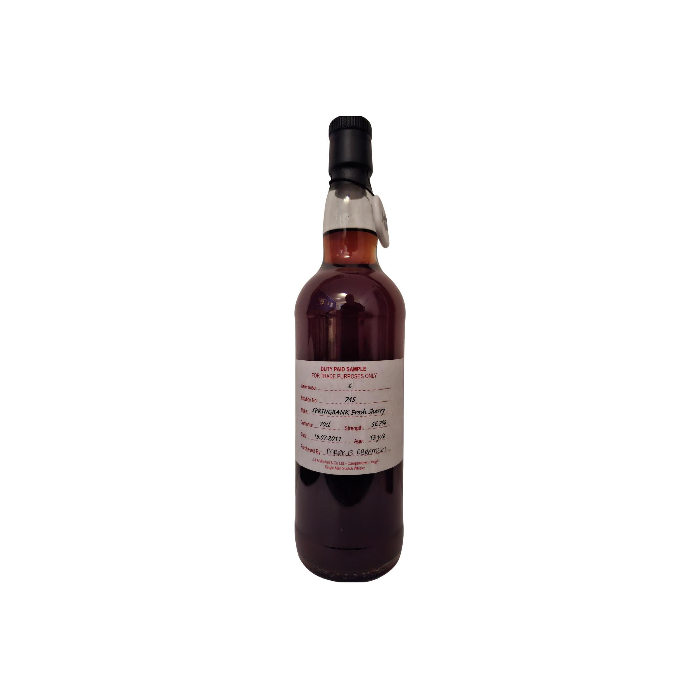 Springbank Duty Paid Sample - For Trade Purposes Only 2011 13 Years Single Malt Whisky