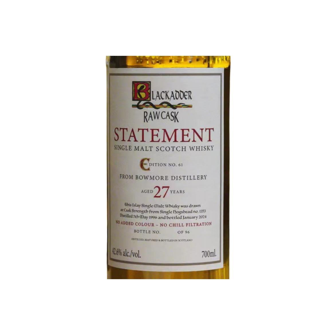Bowmore Raw Cask 1996 27 Years Single Malt Whisky
