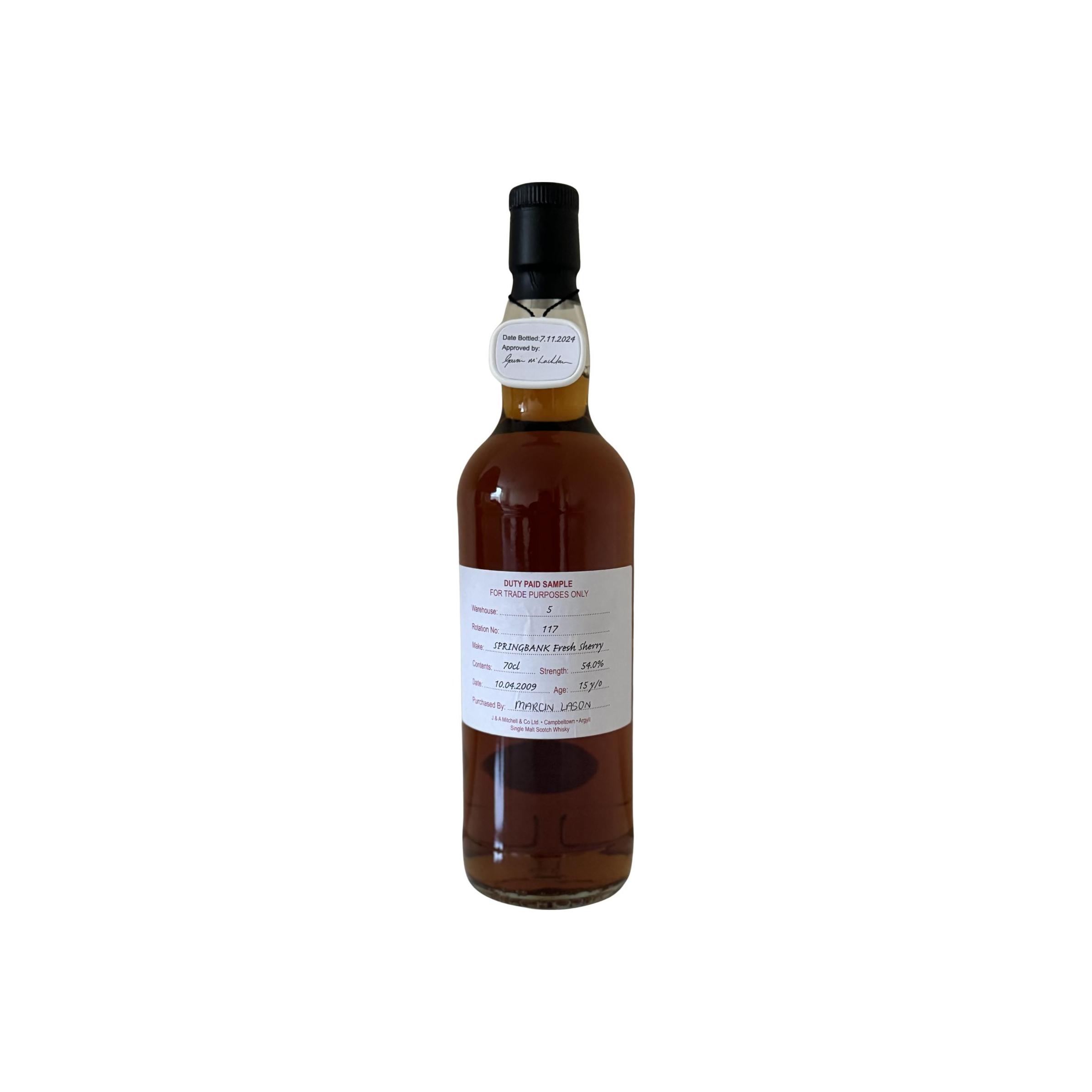 Springbank Duty Paid Sample - For Trade Purposes Only 2009 15 Years Single Malt Whisky