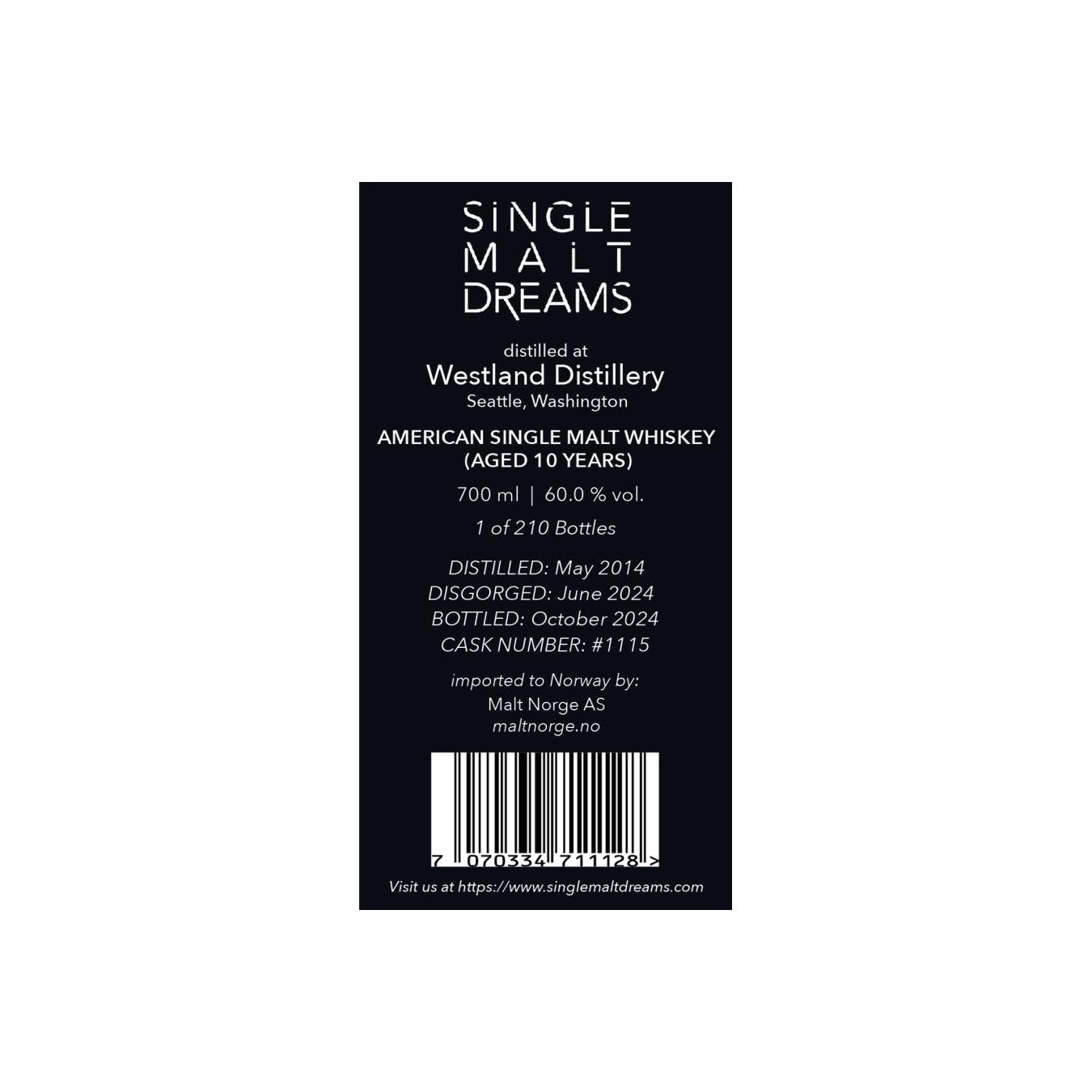 Westland Single Cask 2014 10 Years Single Malt Whisky 2