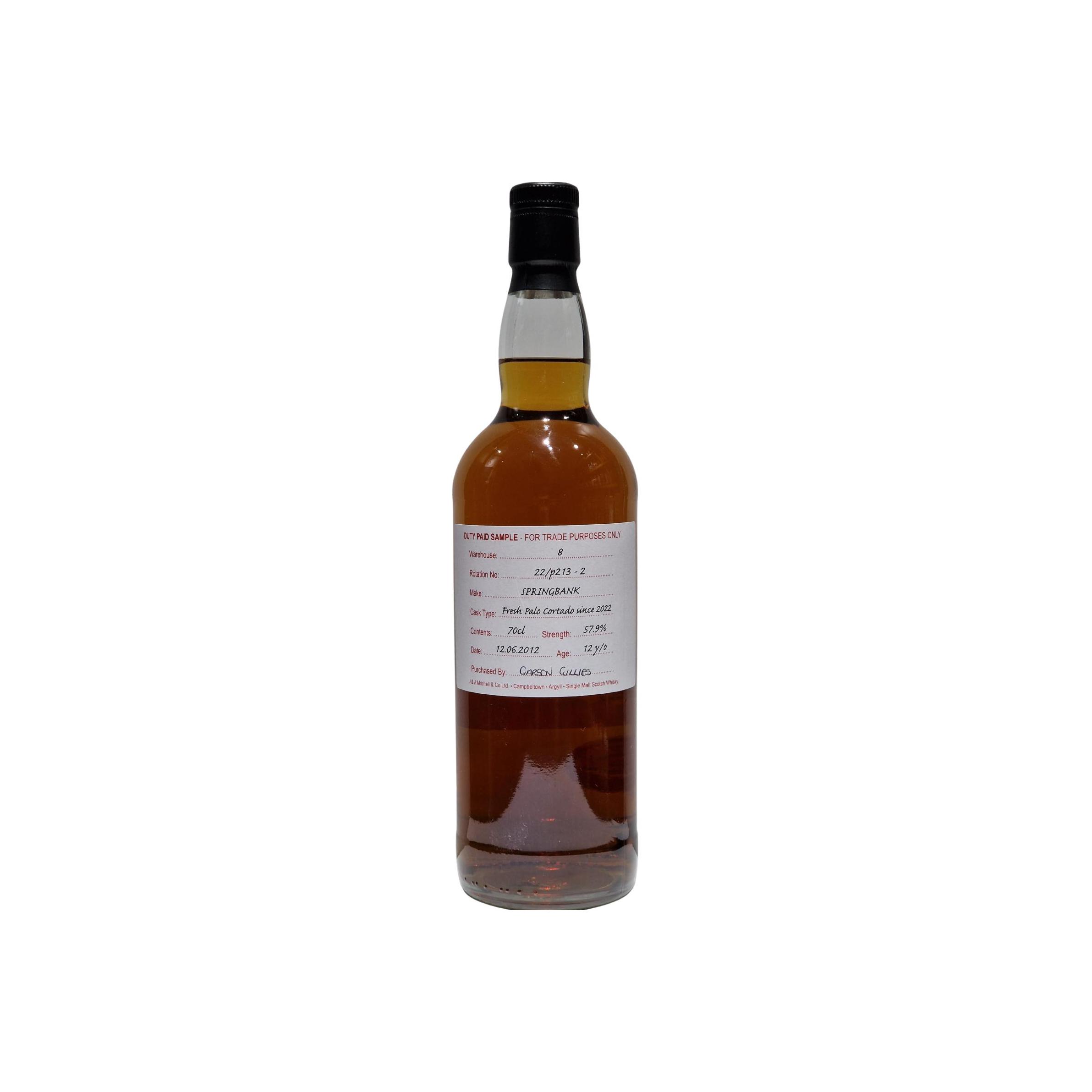 Springbank Duty Paid Sample - For Trade Purposes Only 2012 12 Years Single Malt Whisky