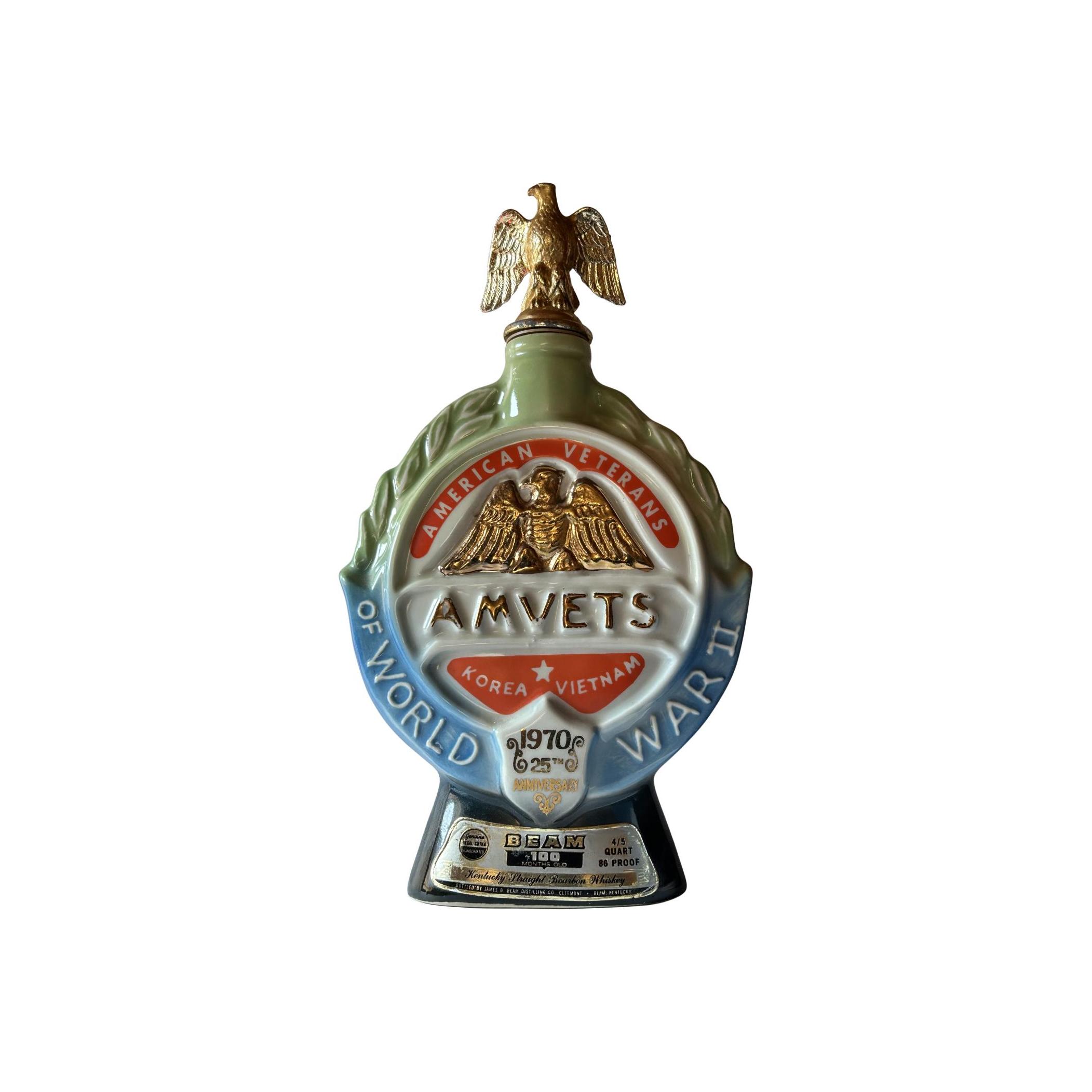 Jim Beam AMVETS 25th Anniversary Ceramic Decanter