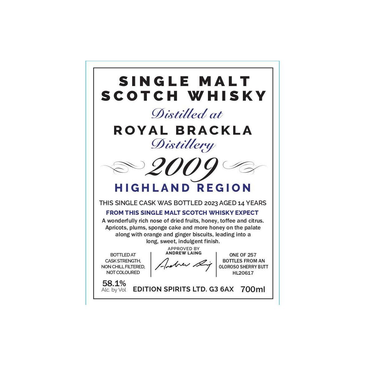 Royal Brackla The First Editions 2009 14 Years Single Malt Whisky 3