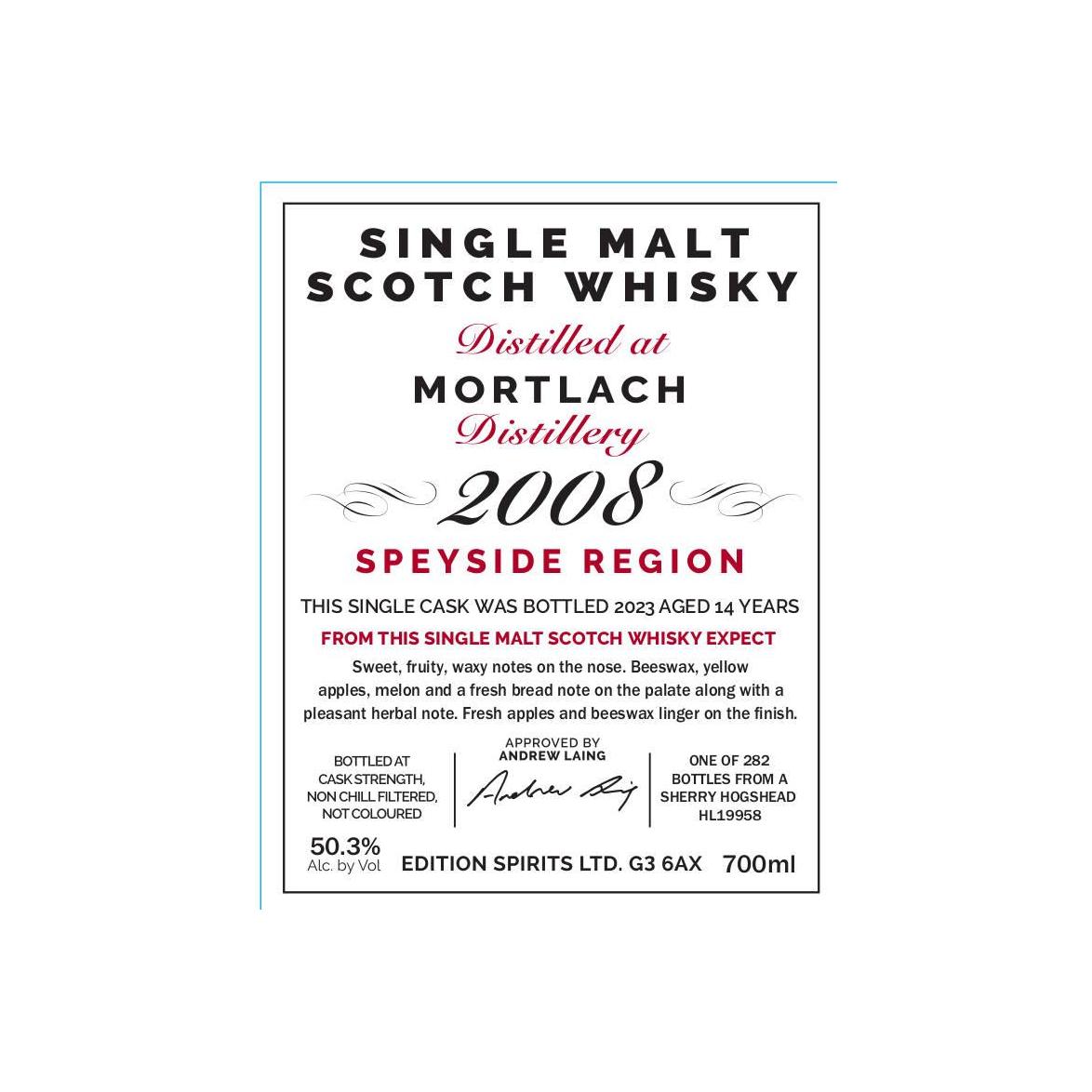 Mortlach The First Editions 2008 14 Years Single Malt Whisky