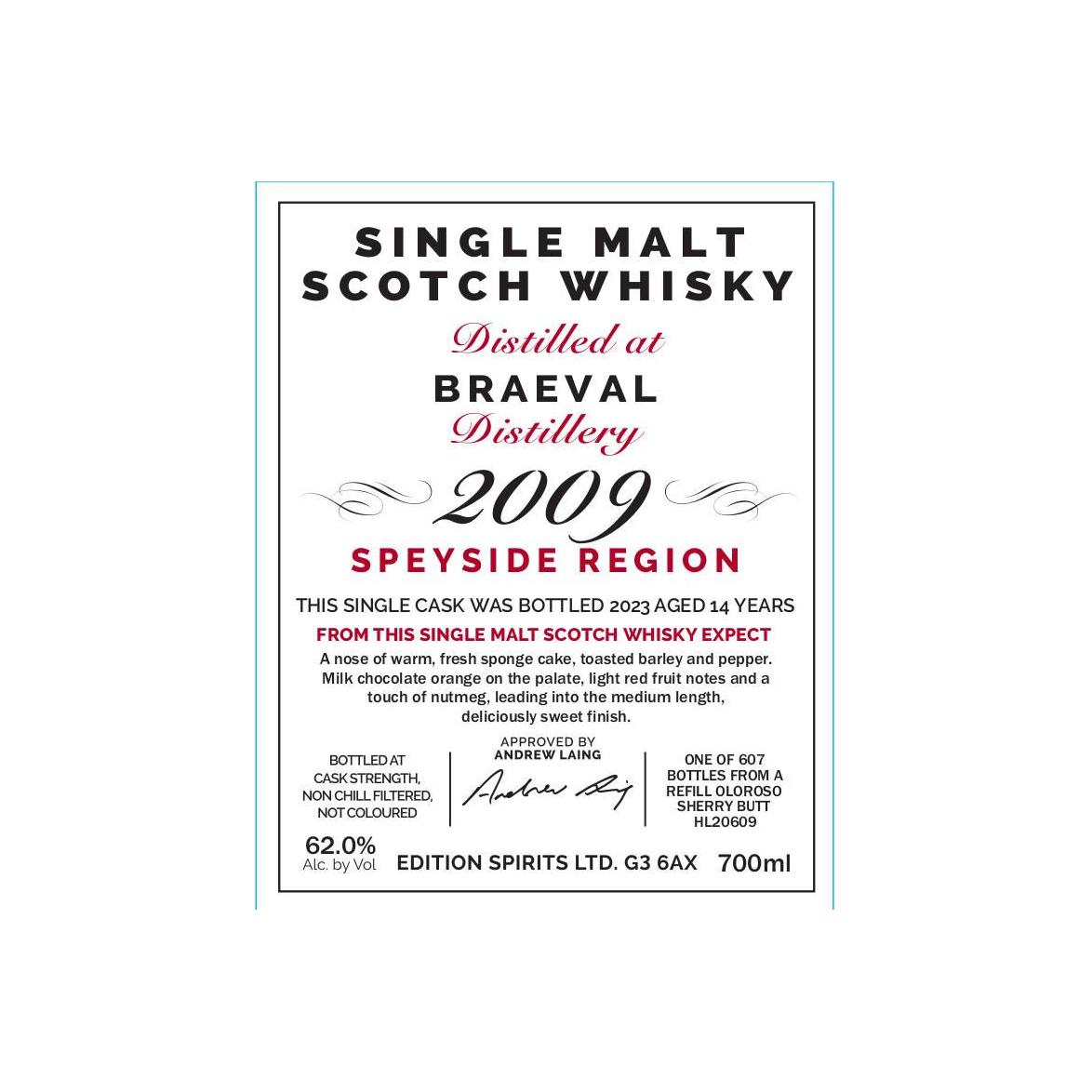 Braeval The First Editions 2009 14 Years Single Malt Whisky 2