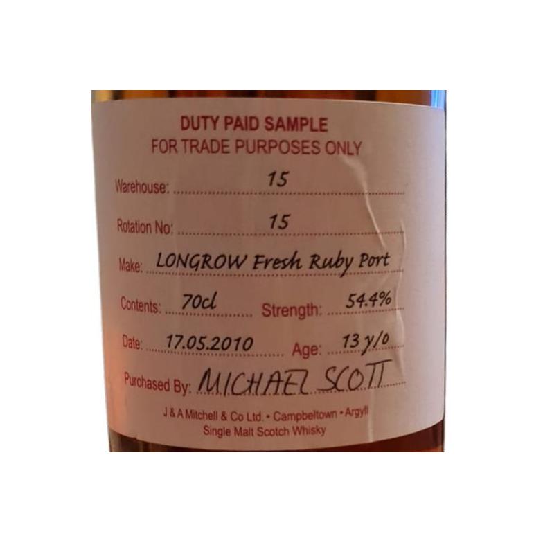 Longrow Duty Paid Sample - For Trade Purposes Only 2010 13 Years Single Malt Whisky 2