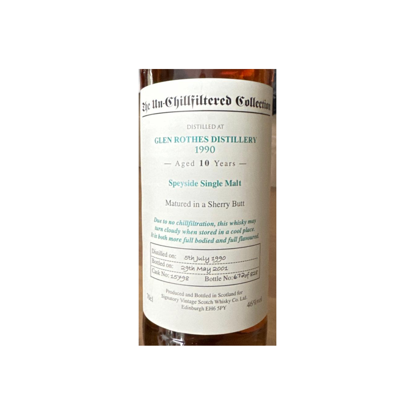 The Glenrothes The Un-Chillfiltered Collection 1990 10 Years Single Malt Whisky