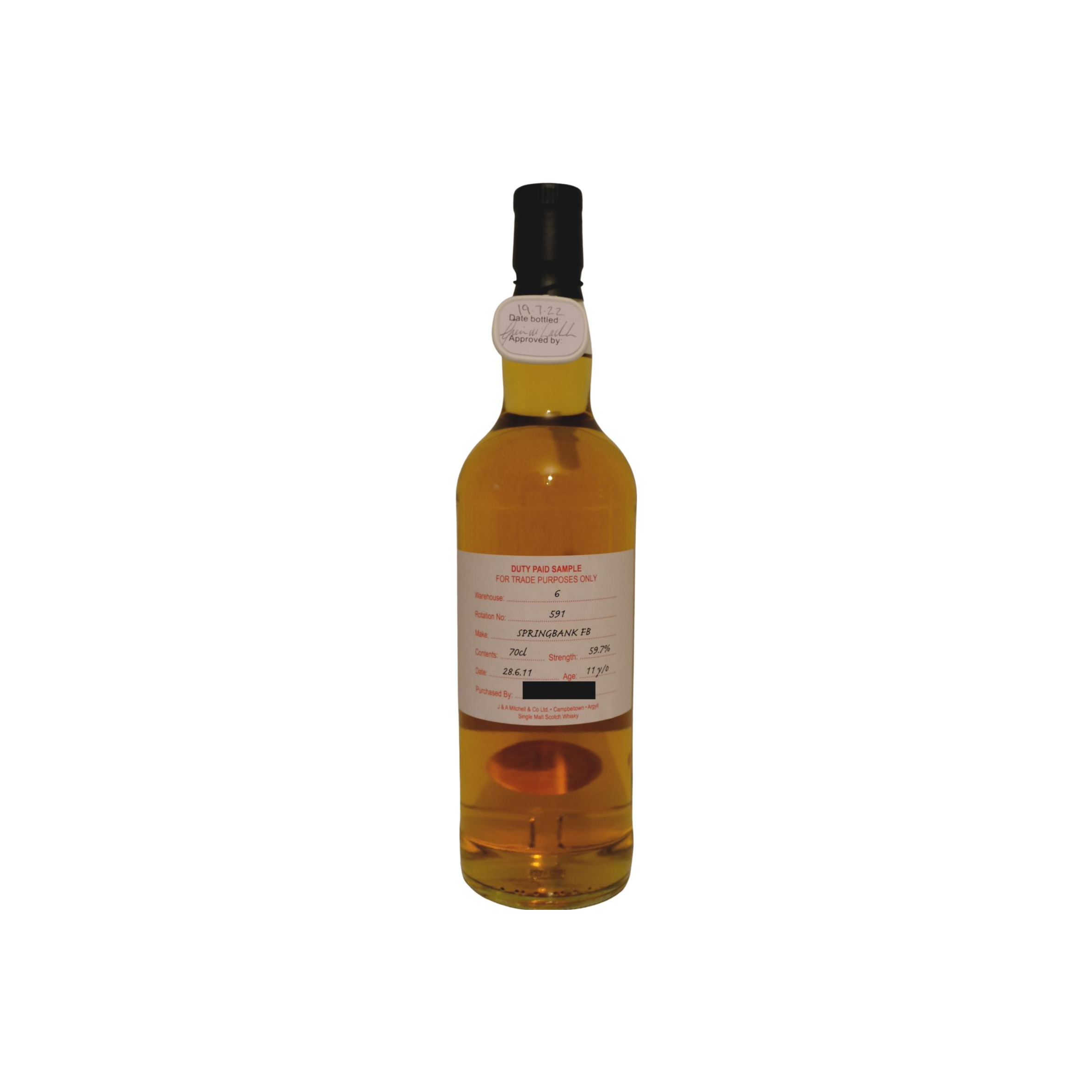 Springbank Duty Paid Sample - For Trade Purposes Only 2011 11 Years Single Malt Whisky