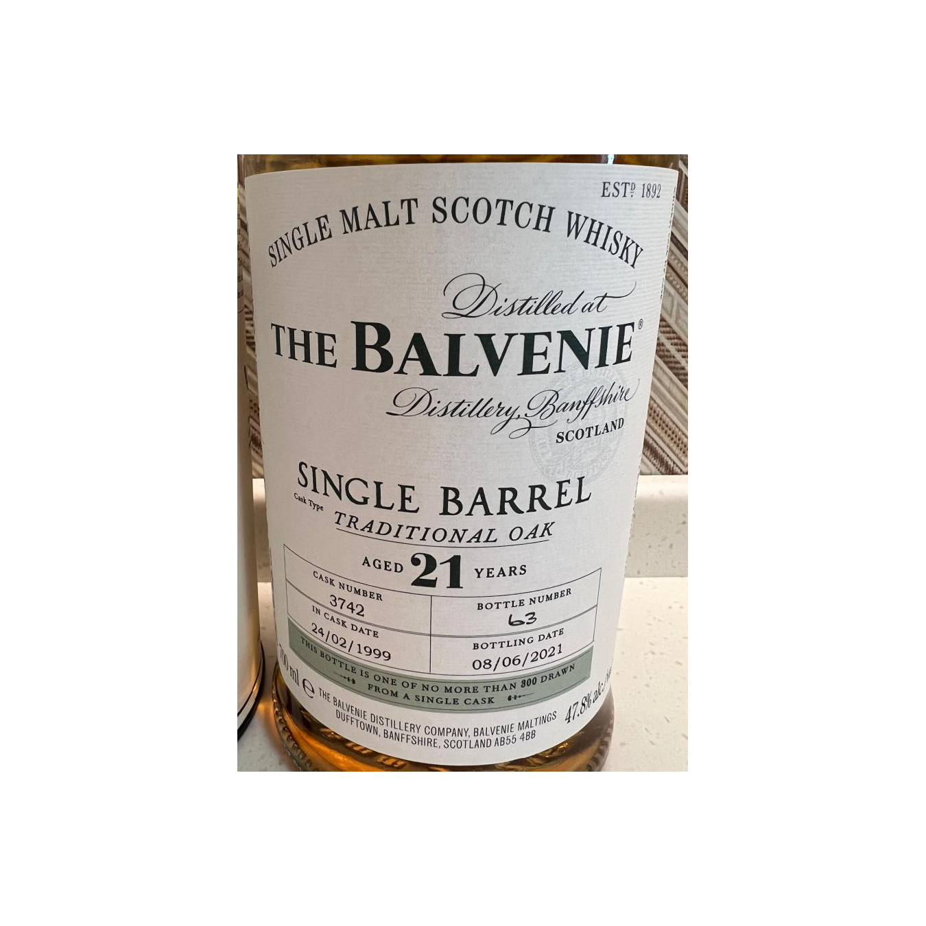 The Balvenie 1999 21 Years Single Malt Whisky