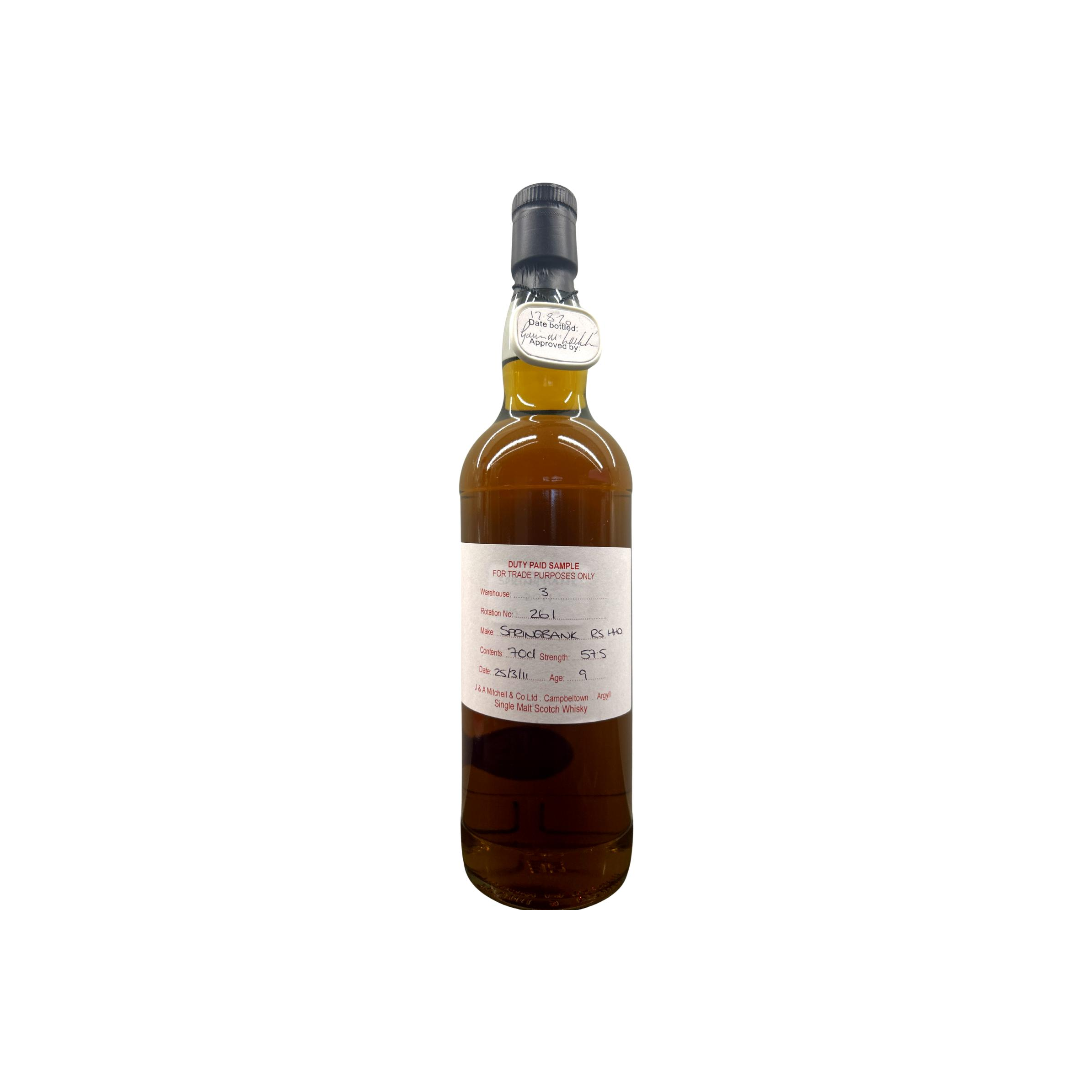 Springbank Duty Paid Sample - For Trade Purposes Only 2011 9 Years Single Malt Whisky