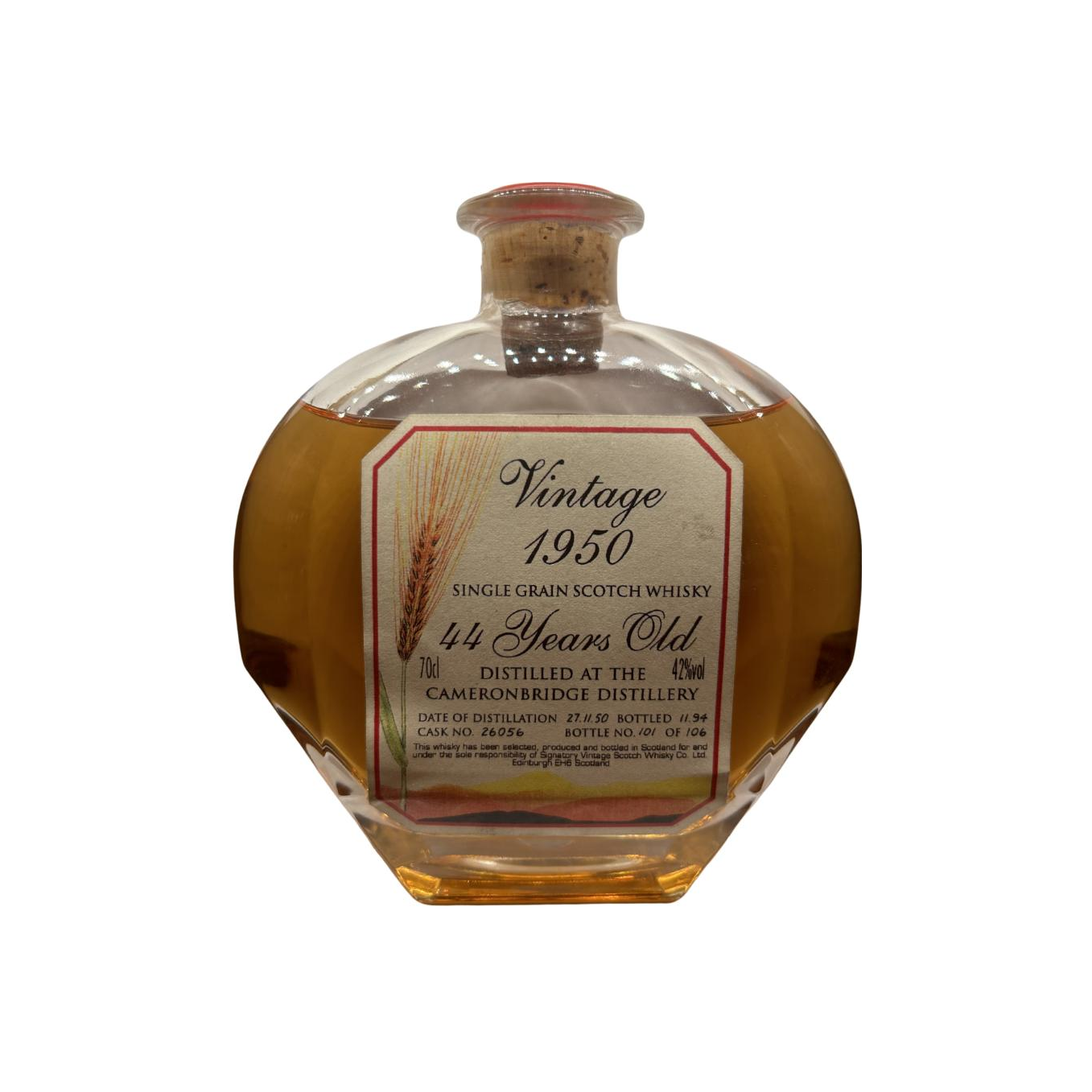 Cameronbridge 1950 44 Years Single Grain Whisky