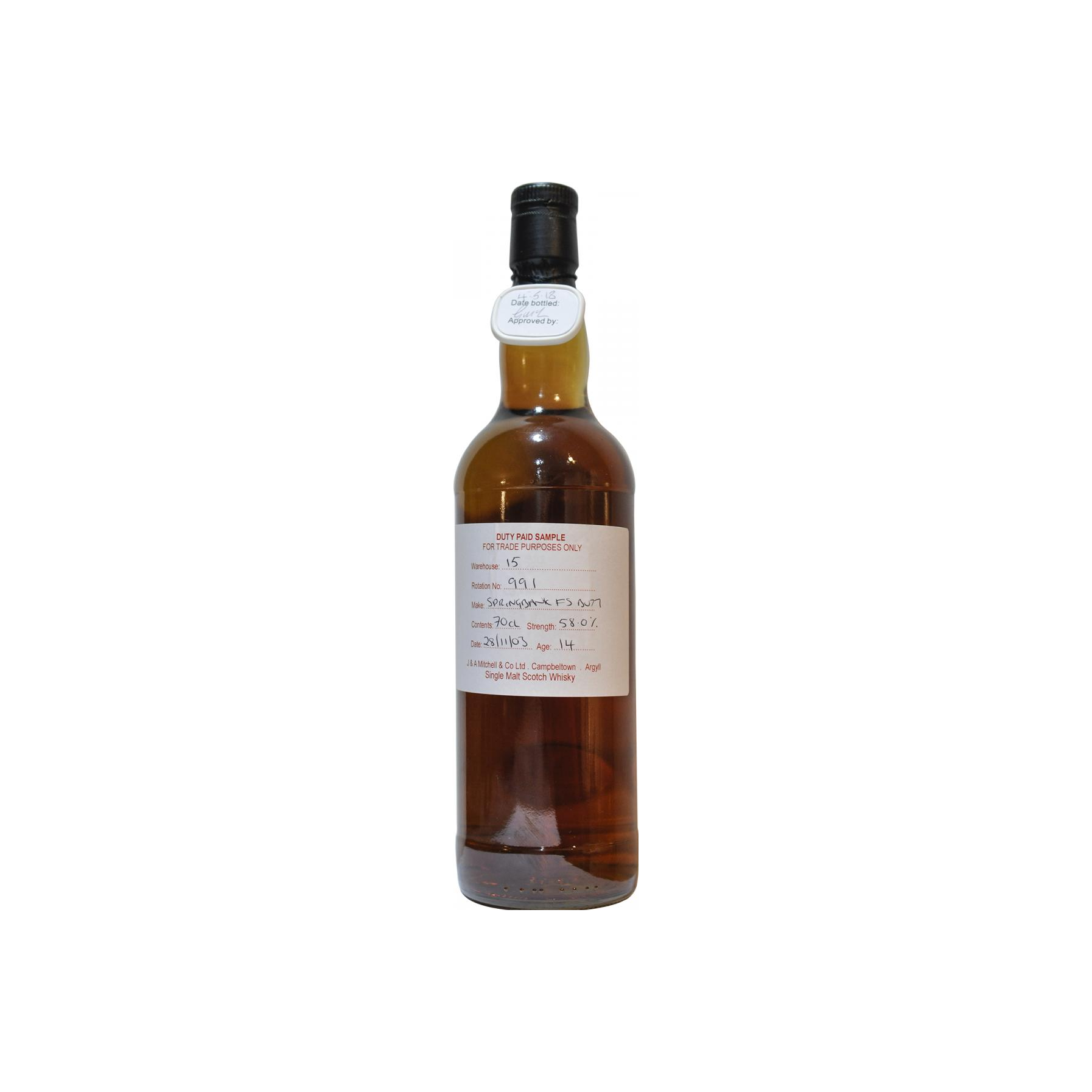Springbank Duty Paid Sample - For Trade Purposes Only 2003 14 Years Single Malt Whisky