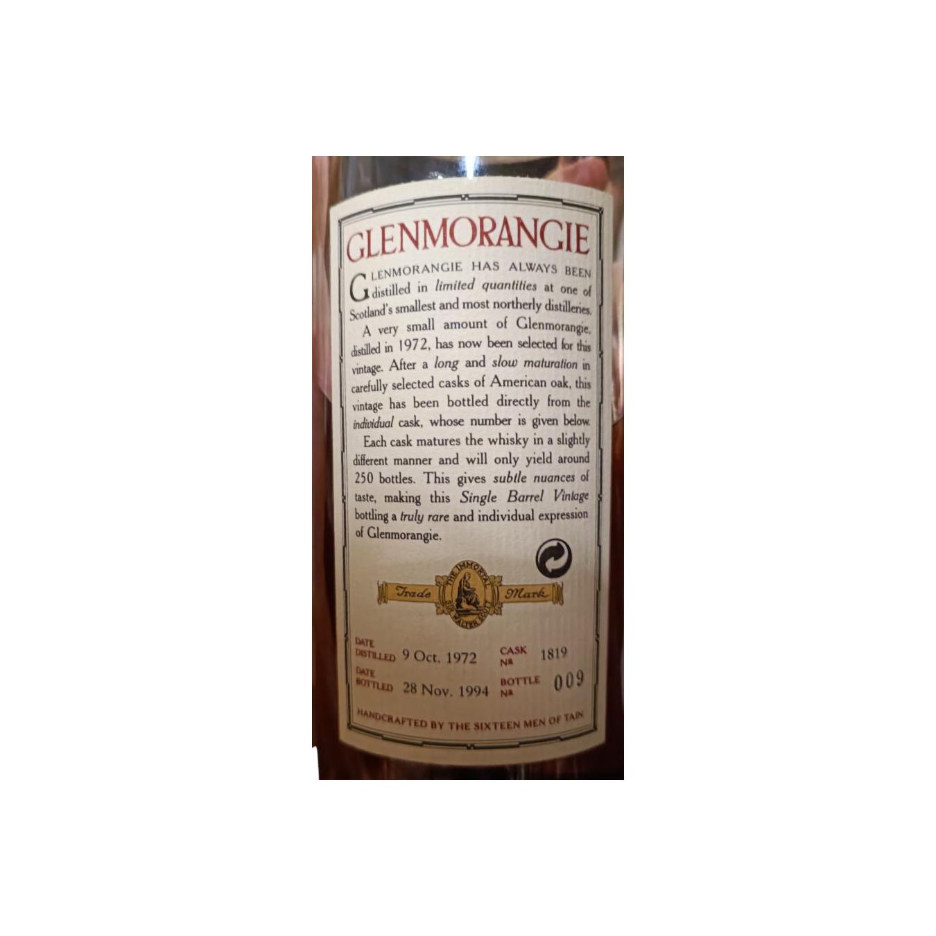 Glenmorangie 1972 22 Years Single Malt Whisky