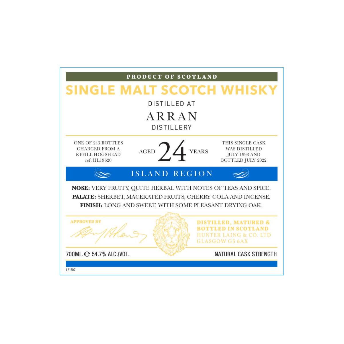 Arran Old Malt Cask 1998 24 Years Single Malt Whisky