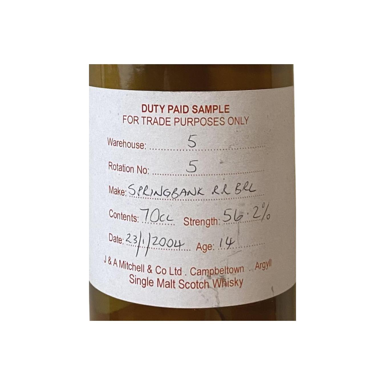 Springbank Duty Paid Sample - For Trade Purposes Only 2004 14 Years Single Malt Whisky