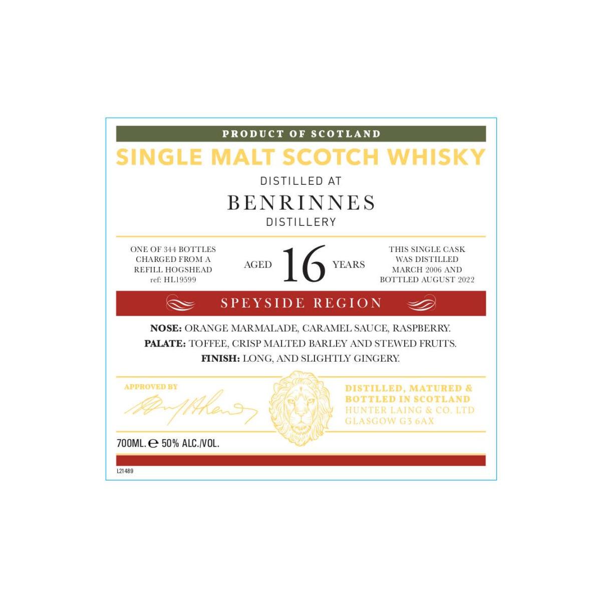 Benrinnes Old Malt Cask 2006 16 Years Single Malt Whisky