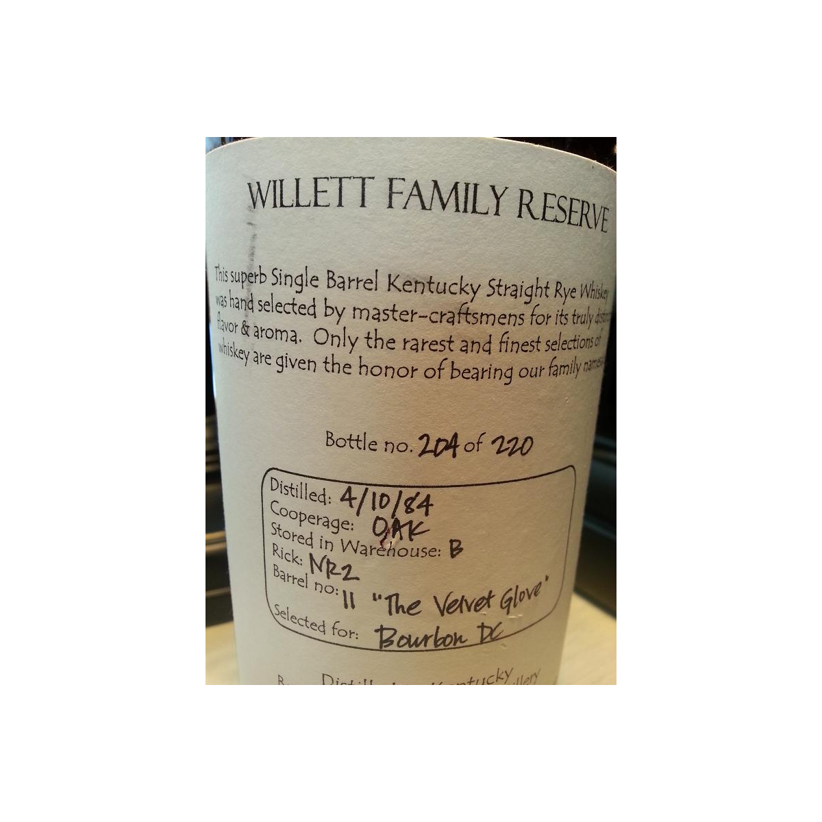 Willett 1984 23 Years Rye Whisky 2