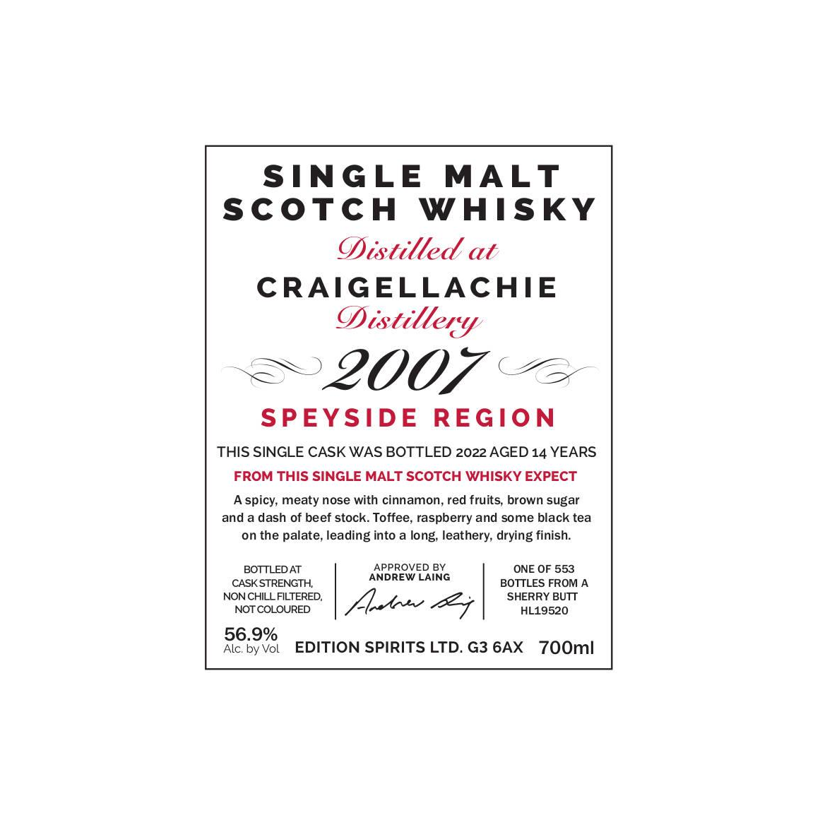 Craigellachie The First Editions 2007 14 Years Single Malt Whisky