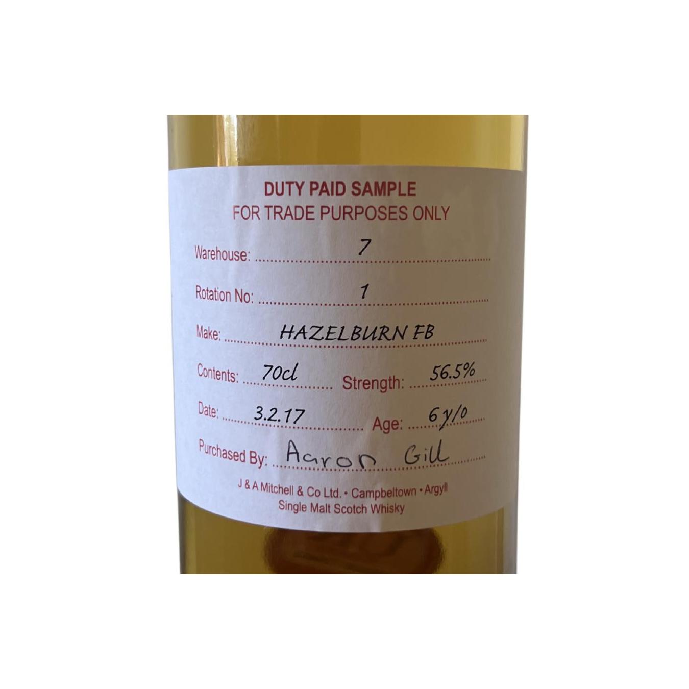 Hazelburn Duty Paid Sample - For Trade Purposes Only 2017 6 Years Single Malt Whisky