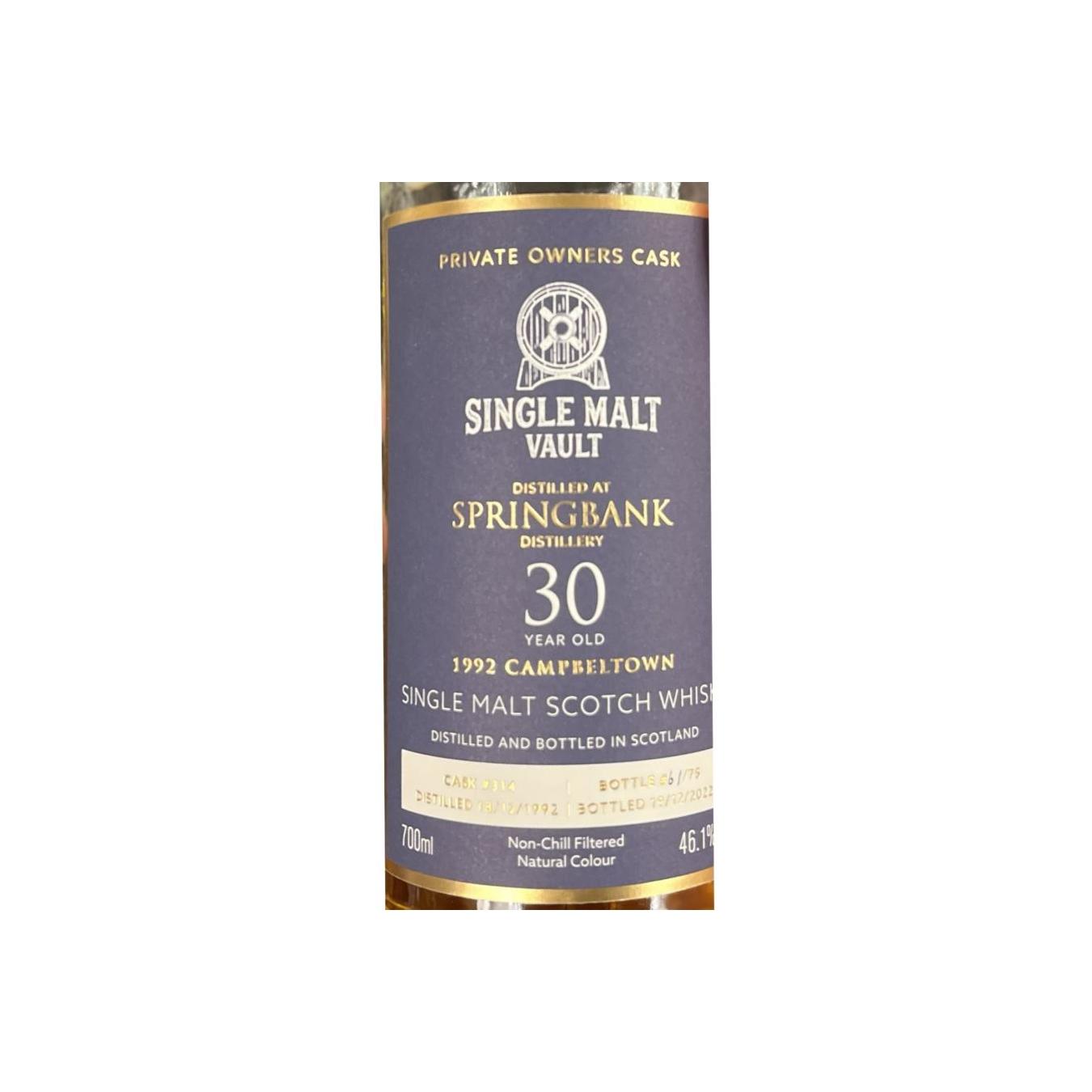 Springbank 1992 30 Years Single Malt Whisky